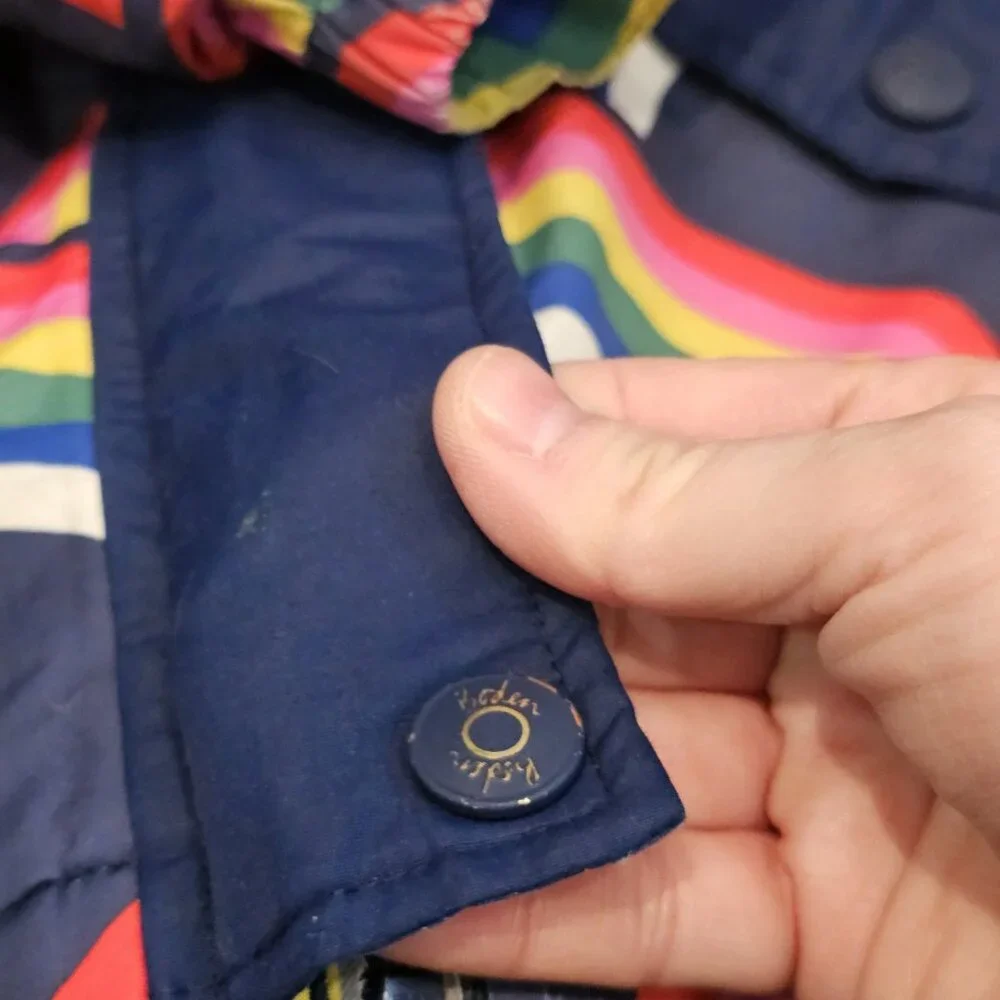 BODEN ALL WEATHER WATERPROOF‎ SKI SNOW COAT JACKET RAINBOW Sz 5-6 Removable Hood